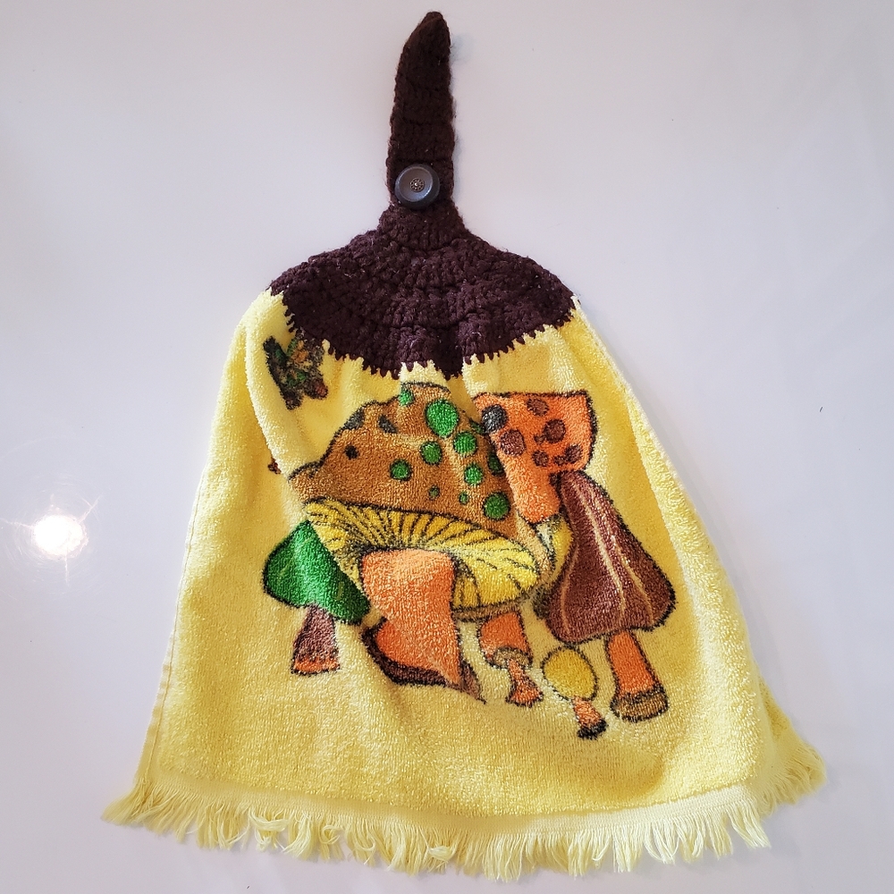 Vintage Yellow Mushroom Kitchen Towel